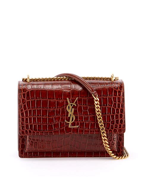 sunset medium ysl monogram faux-croc shoulder bag|Sunset Handbags Collection for Women .